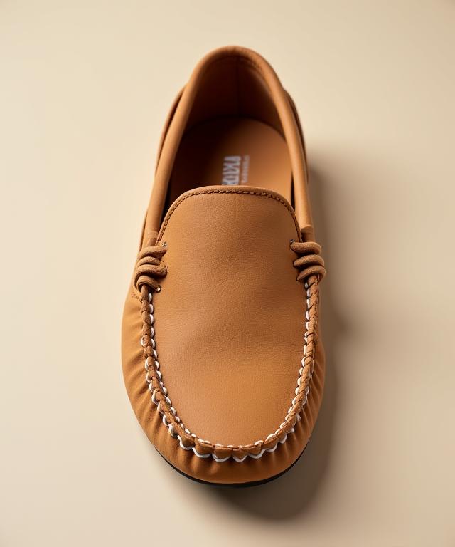 Bequemer Fahrerschuh-Mokassin in Hellbraun.
