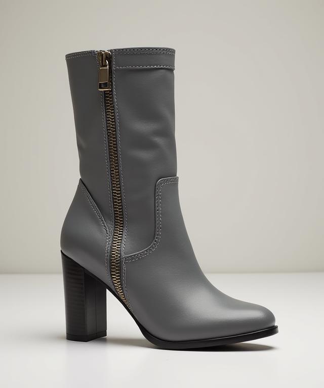 Moderne graue Stiefelette mit Reißverschluss.